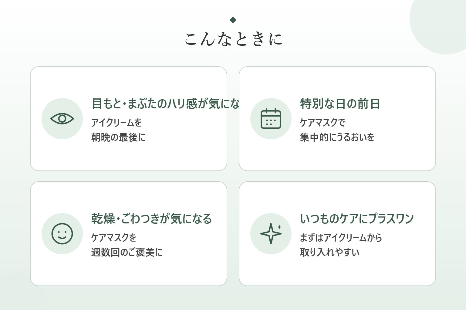 ボルカのアイクリームとケアマスクを使いたいタイミング