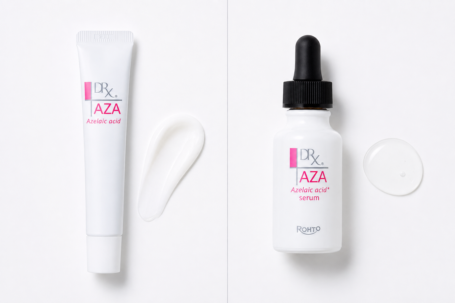 DRX AZAクリアのクリームとAZAクリアセラムのテクスチャー比較