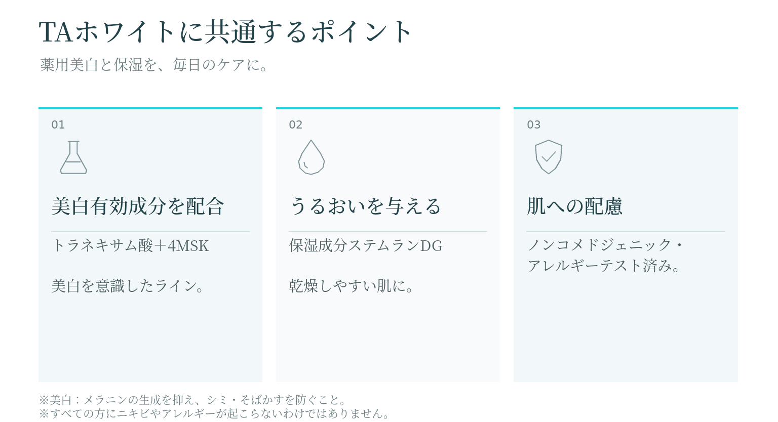 TAホワイトシリーズ共通のポイント