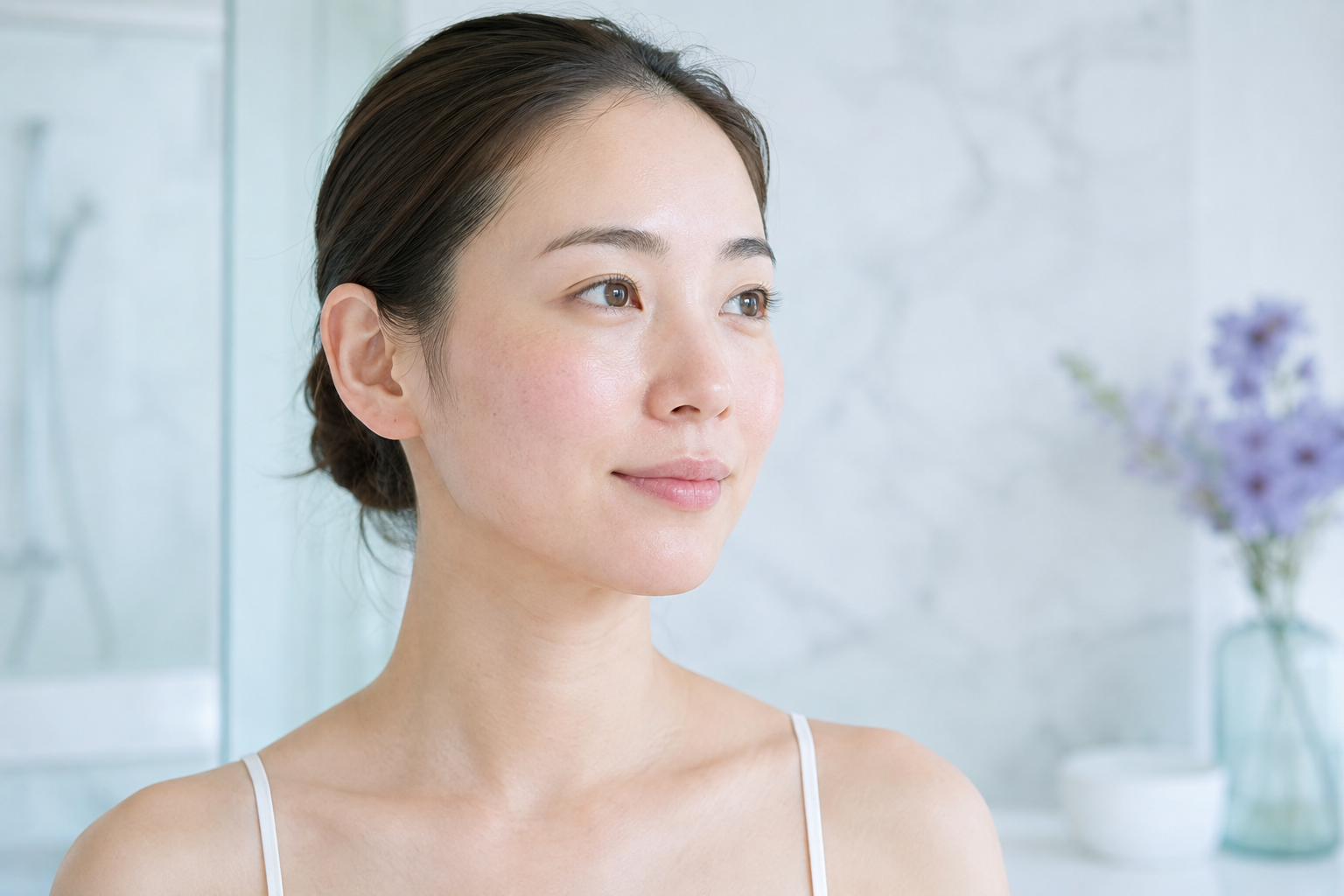 美容施術後に一時的な赤みと乾燥を感じる肌のイメージ