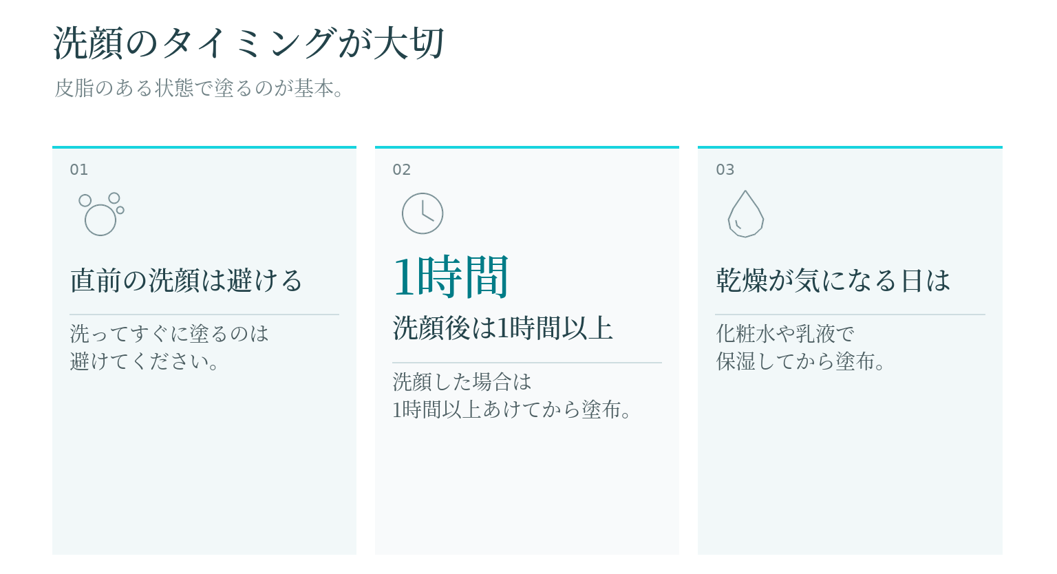 シスペラを塗る前の洗顔のタイミングについてのイラスト