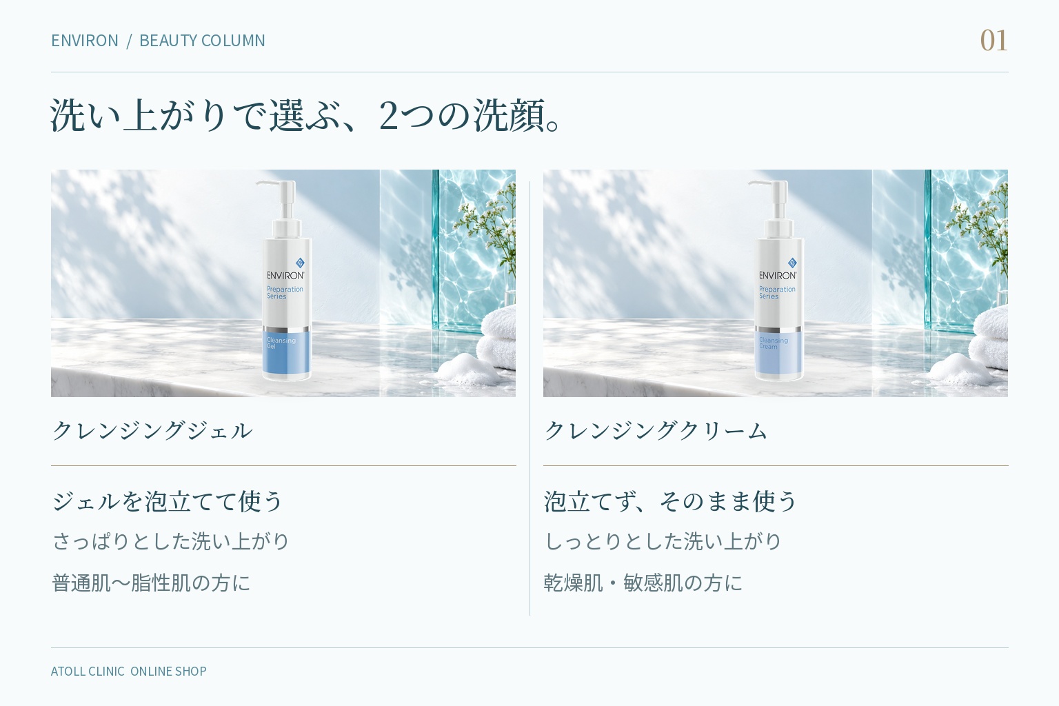エンビロン クレンジングジェルとクレンジングクリームの比較表