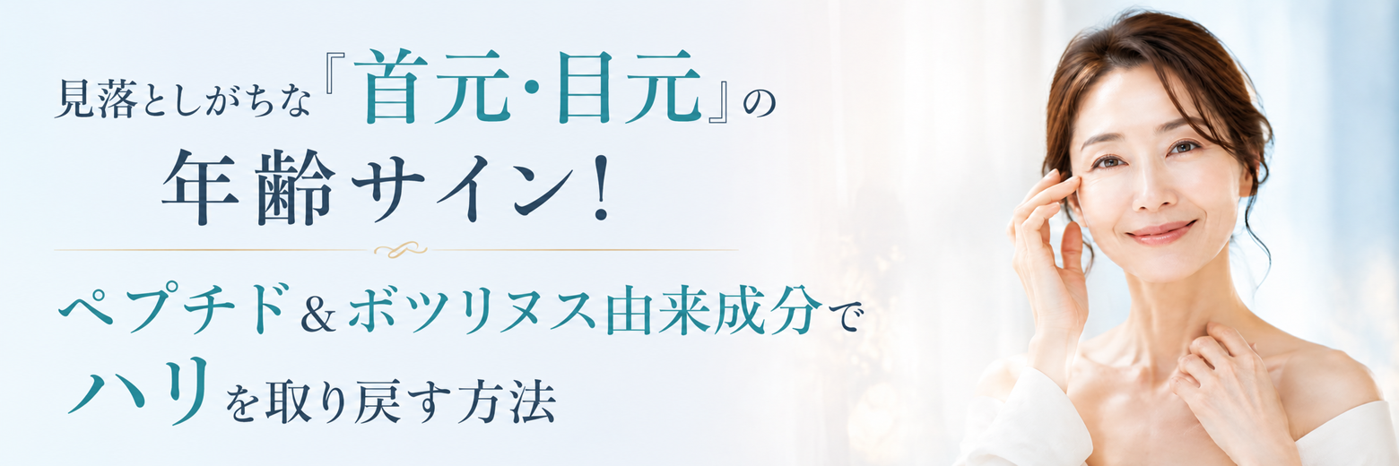 見落としがちな「首元・目元」の年齢サイン！ペプチド＆ボツリヌス由来成分でハリを取り戻す方法