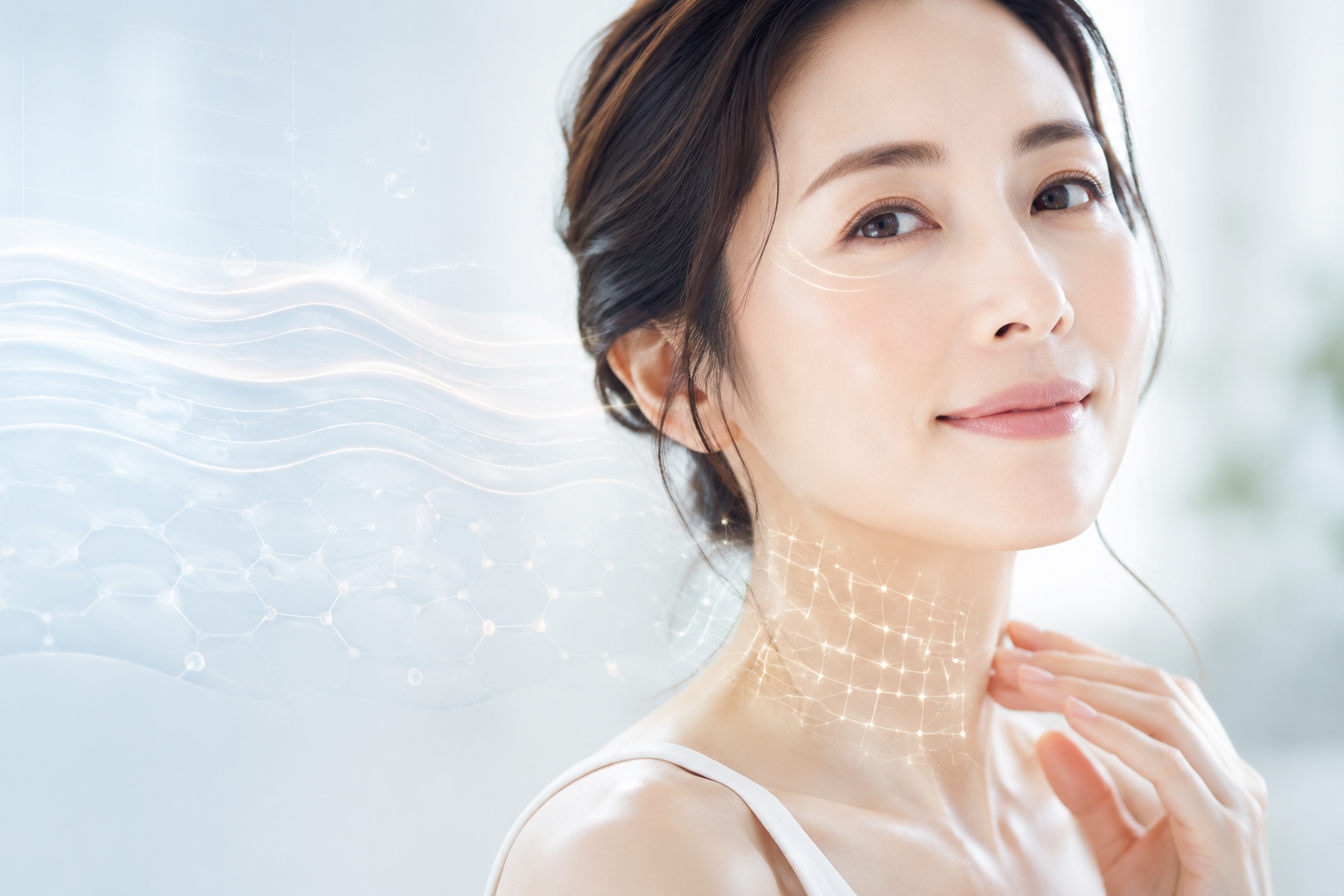 薄くデリケートな目元・首元の皮膚構造イメージ