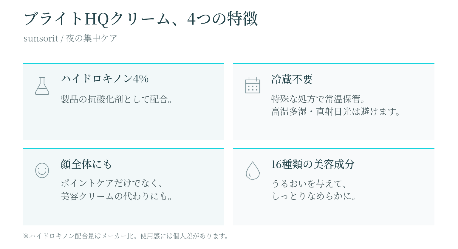 ブライトHQクリームの4つの特徴